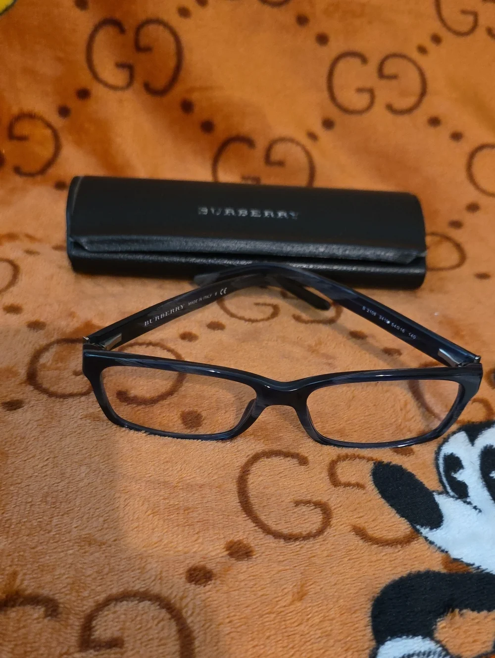 Authentic Burberry Women's Navy Blue Rectangular Optical Glasses